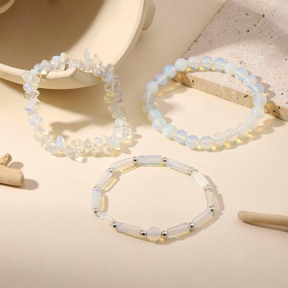 Natural Moonstone Beaded Bracelets for Women 8mm Handmade Healing Jewelry - Picture 6 of 8